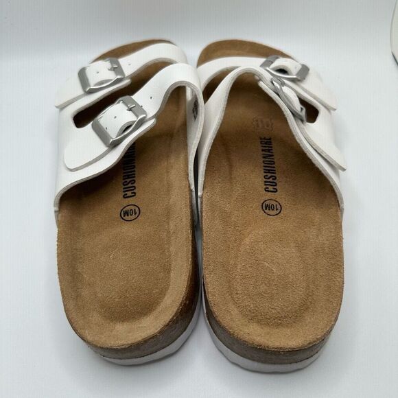 CUSHIONAIRE Women's Cork Footbed Sandal With +Comfort 10 WHITE - Picture 4 of 7